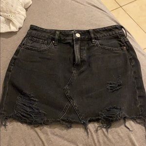 Black denim skirt